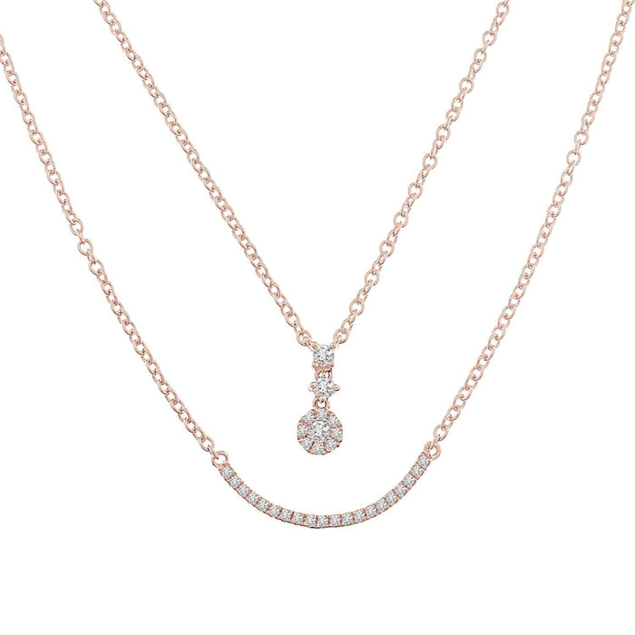 LADIES NECKLACE 1/4 CT ROUND DIAMOND 14K ROSE GOLD