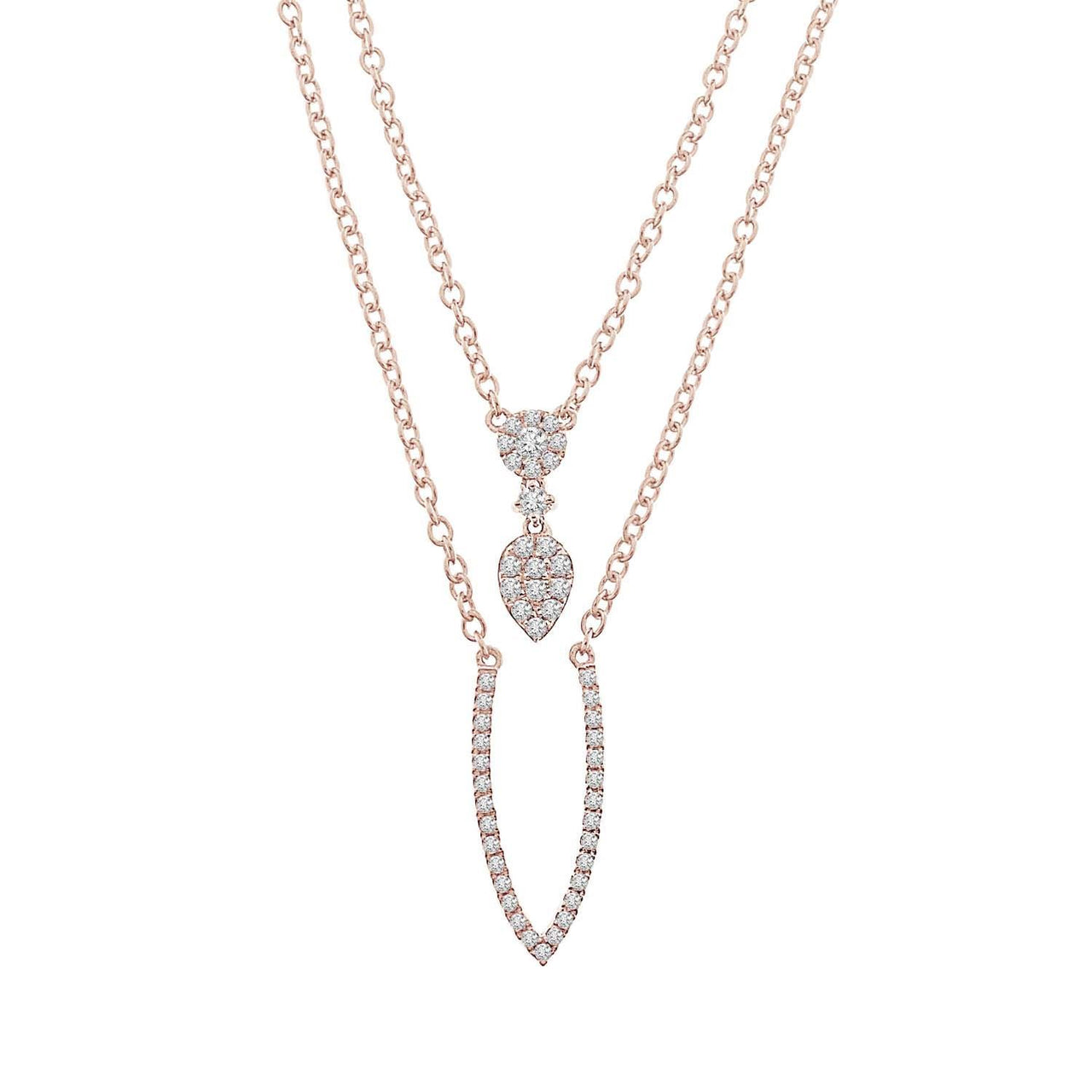 LADIES NECKLACE 1/4  CT ROUND DIAMOND 14K ROSE GOLD