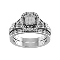 Thumbnail for LADIES BRIDAL RING SET 1/2 CT ROUND/BAGUETTE DIAMOND 14K WHITE GOLD