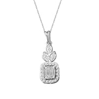 Thumbnail for LADIES PENDANT 1/4  CT ROUND/BAGUETTE  DIAMOND 14K WHITE GOLD