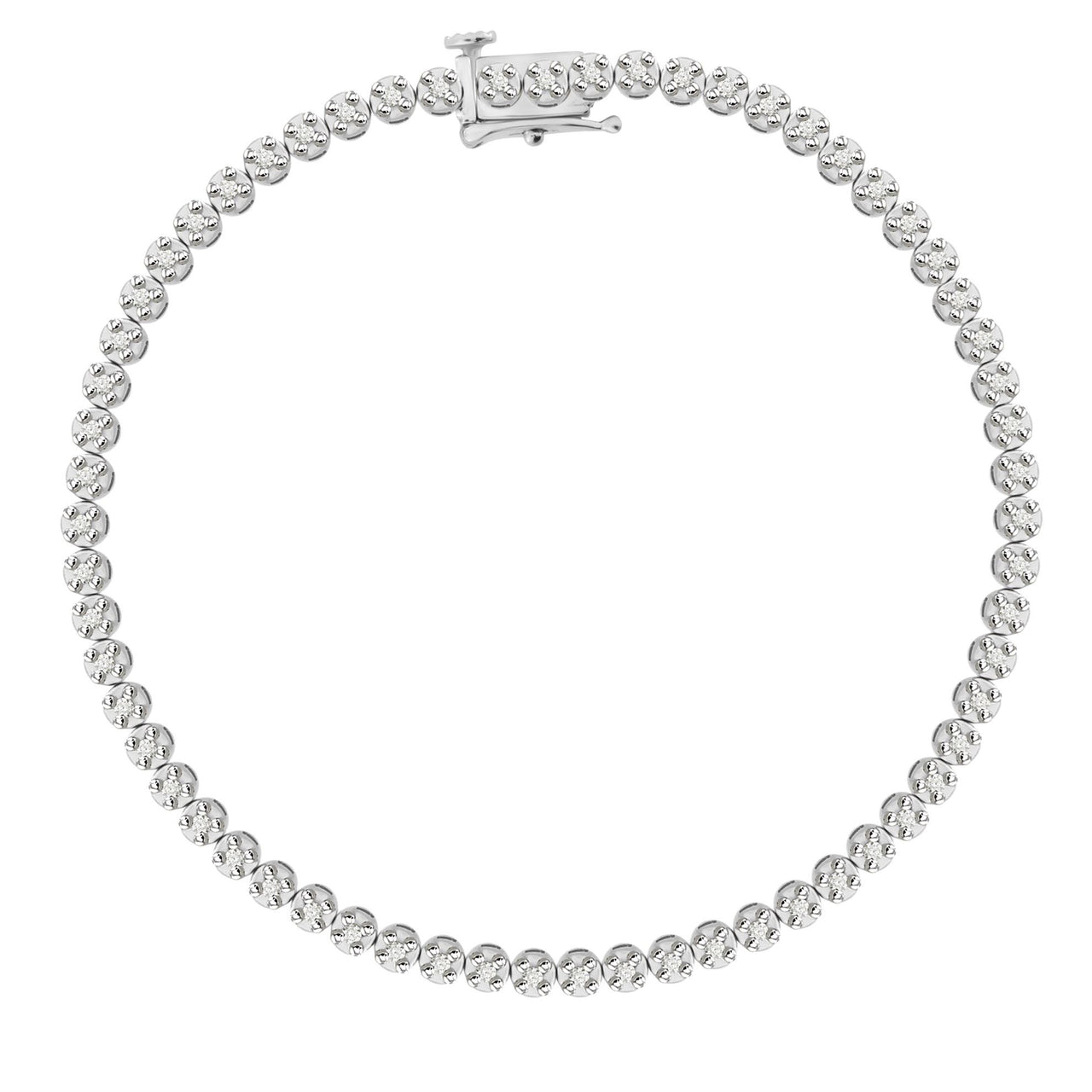 LADIES BRACELET 1/2 CT ROUND DIAMOND SILVER