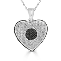 Thumbnail for LADIES PENDANT 1/4 CT BLACK/WHITE ROUND DIAMOND SILVER