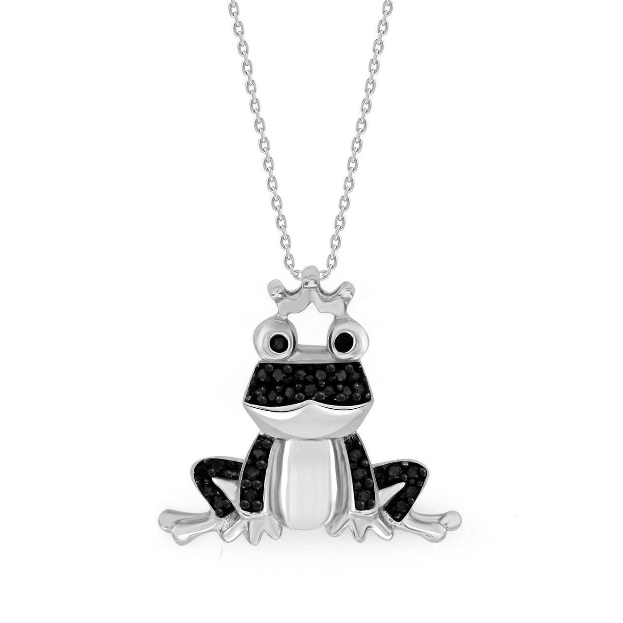 LADIES PENDANT 1/6 CT WHITE/BLACK ROUND DIAMOND SILVER