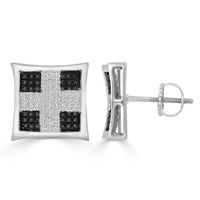 Thumbnail for LADIES EARRINGS 1/3 CT BLACK/WHITE ROUND DIAMOND SILVER