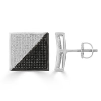 Thumbnail for LADIES EARRINGS 5/8 CT BLACK/WHITE ROUND DIAMOND SILVER