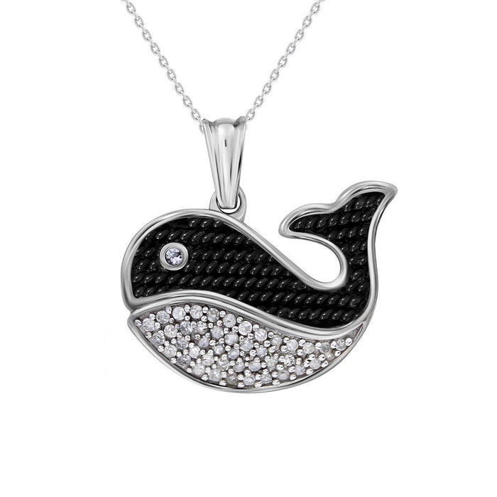 LADIES PENDANT 1/15 CT BLACK/WHITE ROUND DIAMOND SILVER