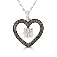 Thumbnail for LADIES PENDANT 1/3 CT WHITE/CHOCOLATE ROUND DIAMOND SILVER