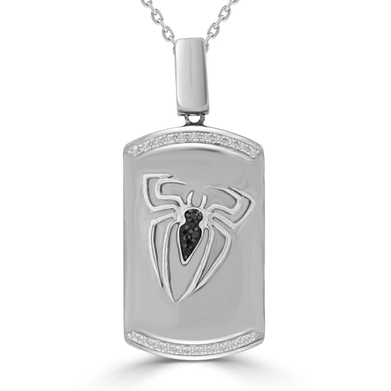 LADIES PENDANT 1/6 CT BLACK ROUND DIAMOND SILVER