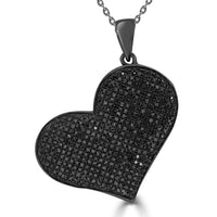 Thumbnail for LADIES HEART PENDANT 1 1/2 CT BLACK ROUND DIAMOND SILVER
