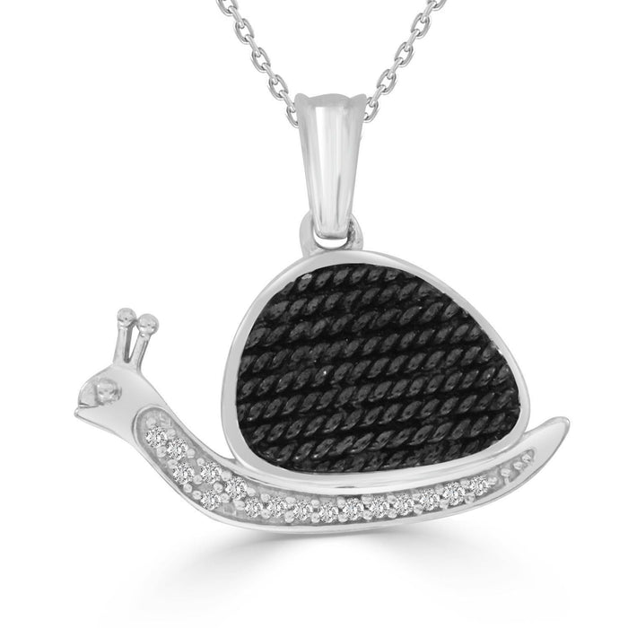 LADIES PENDANT 1/15 CT WHITE/BLACK ROUND DIAMOND SILVER