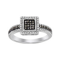 Thumbnail for LADIES RING 1/6 CT WHITE/CHOCOLATE ROUND DIAMOND SILVER