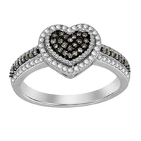 Thumbnail for LADIES RING 1/6 CT WHITE/CHOCOLATE ROUND DIAMOND SILVER