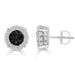 LADIES EARRINGS 1/6 CT WHITE/BLACK ROUND DIAMOND SILVER