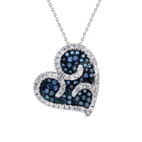 Thumbnail for LADIES HEART PENDANT 5/8 CT WHITE/BLUE ROUND DIAMOND SILVER