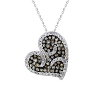 Thumbnail for LADIES HEART PENDANT 3/4 CT WHITE/CHOCOLATE ROUND DIAMOND SILVER