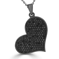 Thumbnail for LADIES HEART PENDANT 5/8 CT BLACK ROUND DIAMOND SILVER