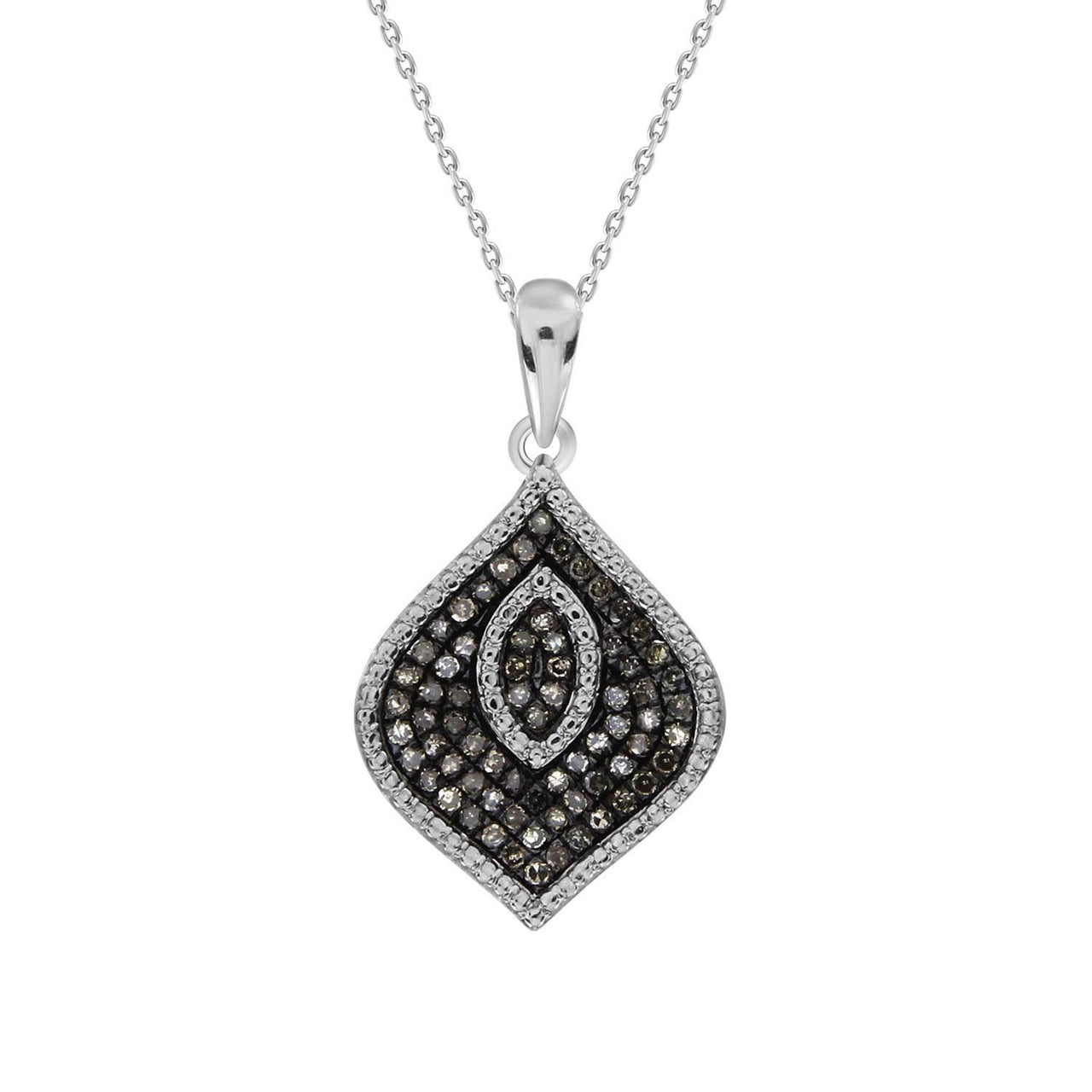 LADIES PENDANT 1/3 CT WHITE/CHOCOLATE ROUND DIAMOND SILVER