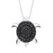 LADIES PENDANT 1/6 CT BLACK ROUND DIAMOND SILVER