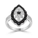 LADIES RING 1/3 CT WHITE/BLACK ROUND DIAMOND SILVER