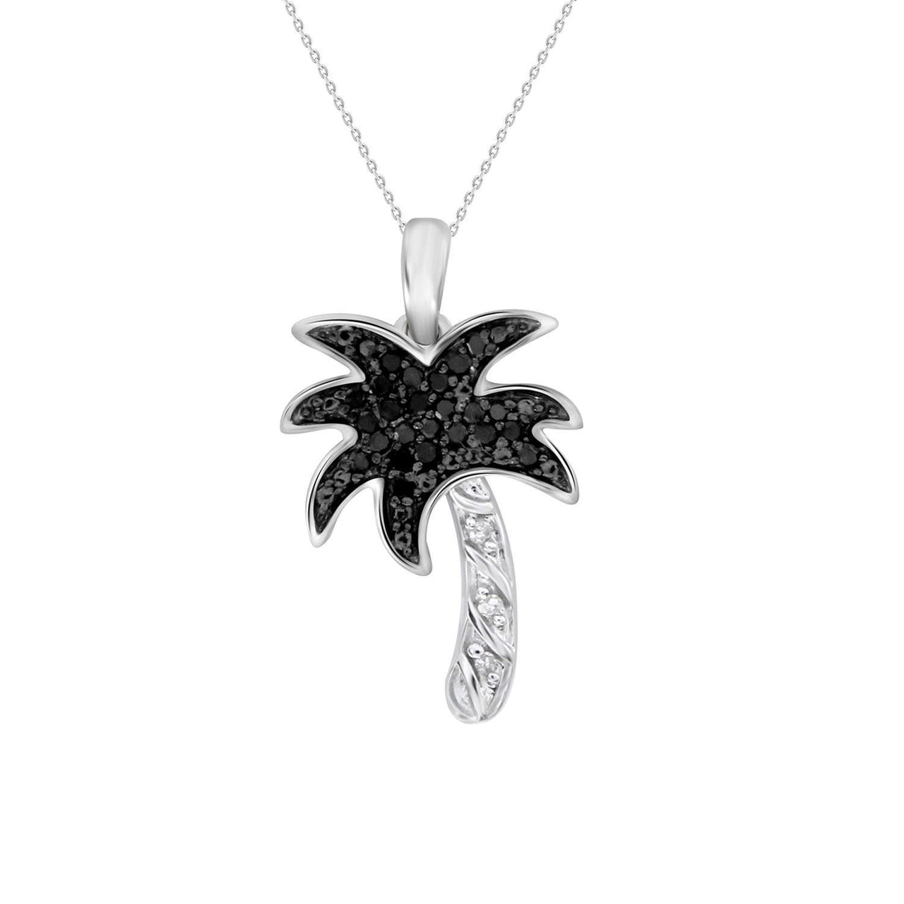LADIES PENDANT 1/8 CT WHITE/BLACK ROUND DIAMOND SILVER