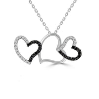 Thumbnail for LADIES PENDANT WITH CHAIN 1/4 CT WHITE/BLACK ROUND DIAMOND SILVER