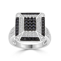 Thumbnail for LADIES RING 7/8 CT WHITE/BLACK ROUND DIAMOND SILVER