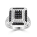 LADIES RING 7/8 CT WHITE/BLACK ROUND DIAMOND SILVER