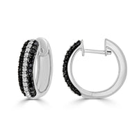 Thumbnail for LADIES HOOP 1/3 CT WHITE/BLACK ROUND DIAMOND SILVER