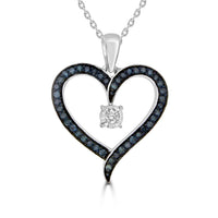Thumbnail for LADIES PENDANT 1/3 CT WHITE/BLUE ROUND DIAMOND SILVER