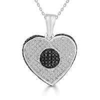Thumbnail for LADIES HEART PENDANT 1/4 CT WHITE/BLACK ROUND DIAMOND SILVER