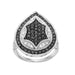 LADIES RING 1 CT WHITE/BLACK ROUND DIAMOND SILVER