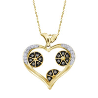 Thumbnail for LADIES HEART PENDANT 1/4 CT WHITE/CHOCOLATE ROUND DIAMOND 10K YELLOW GOLD