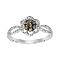 Thumbnail for LADIES RING 1/3 CT WHITE/CHOCOLATE ROUND DIAMOND 10K WHITE GOLD