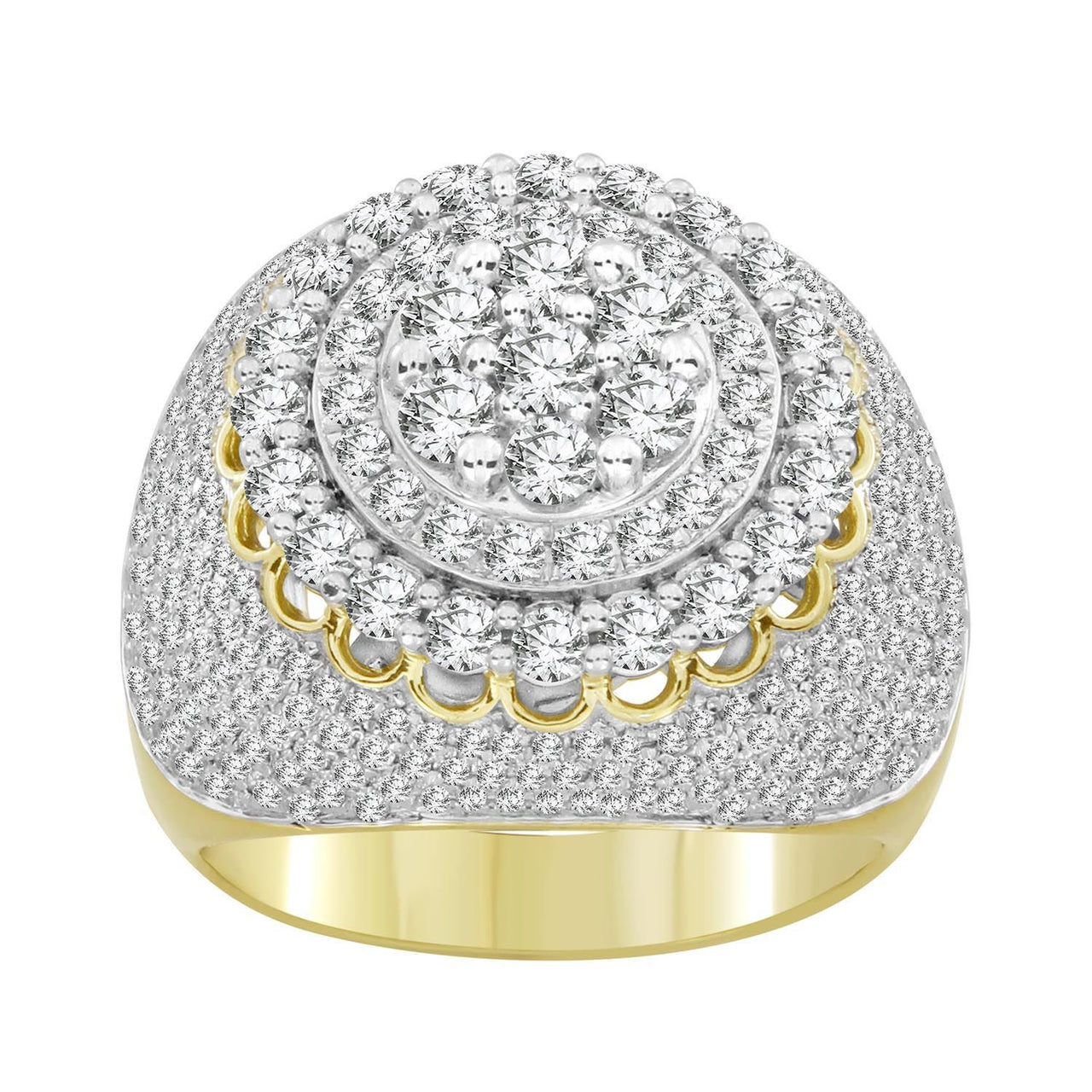 MEN'S RING 3 1/2 CT ROUND DIAMOND 14K YELLOW GOLD