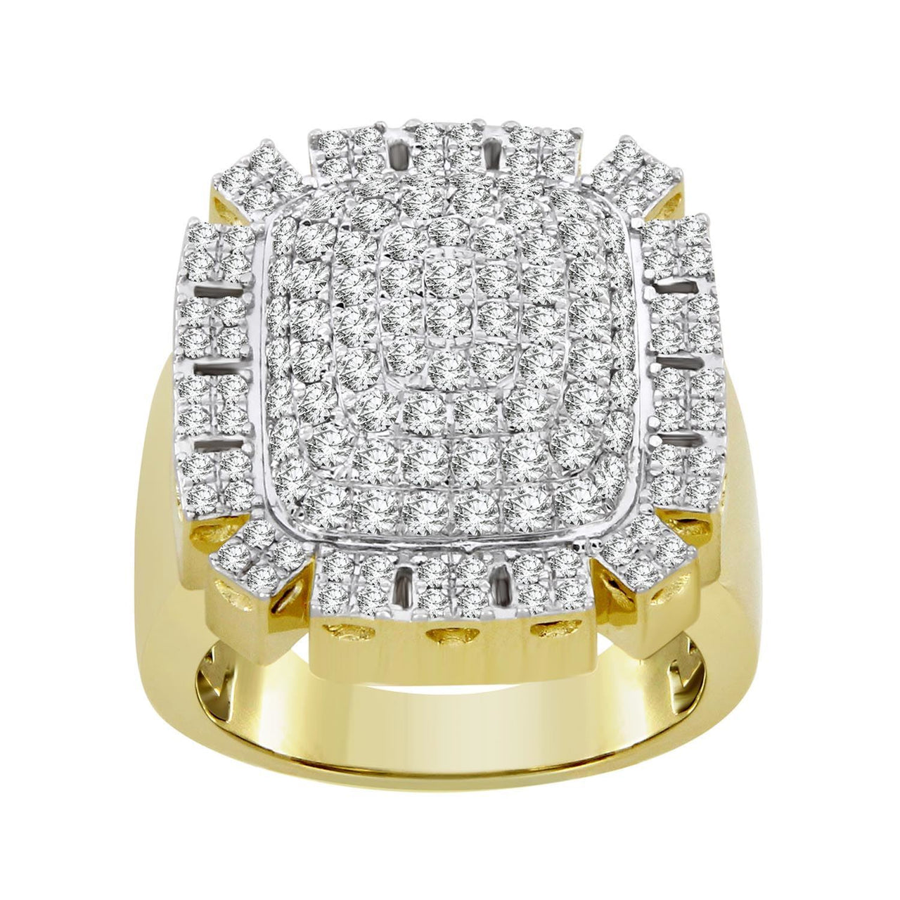 MEN'S RING 2 1/4 CT ROUND DIAMOND 14K YELLOW GOLD