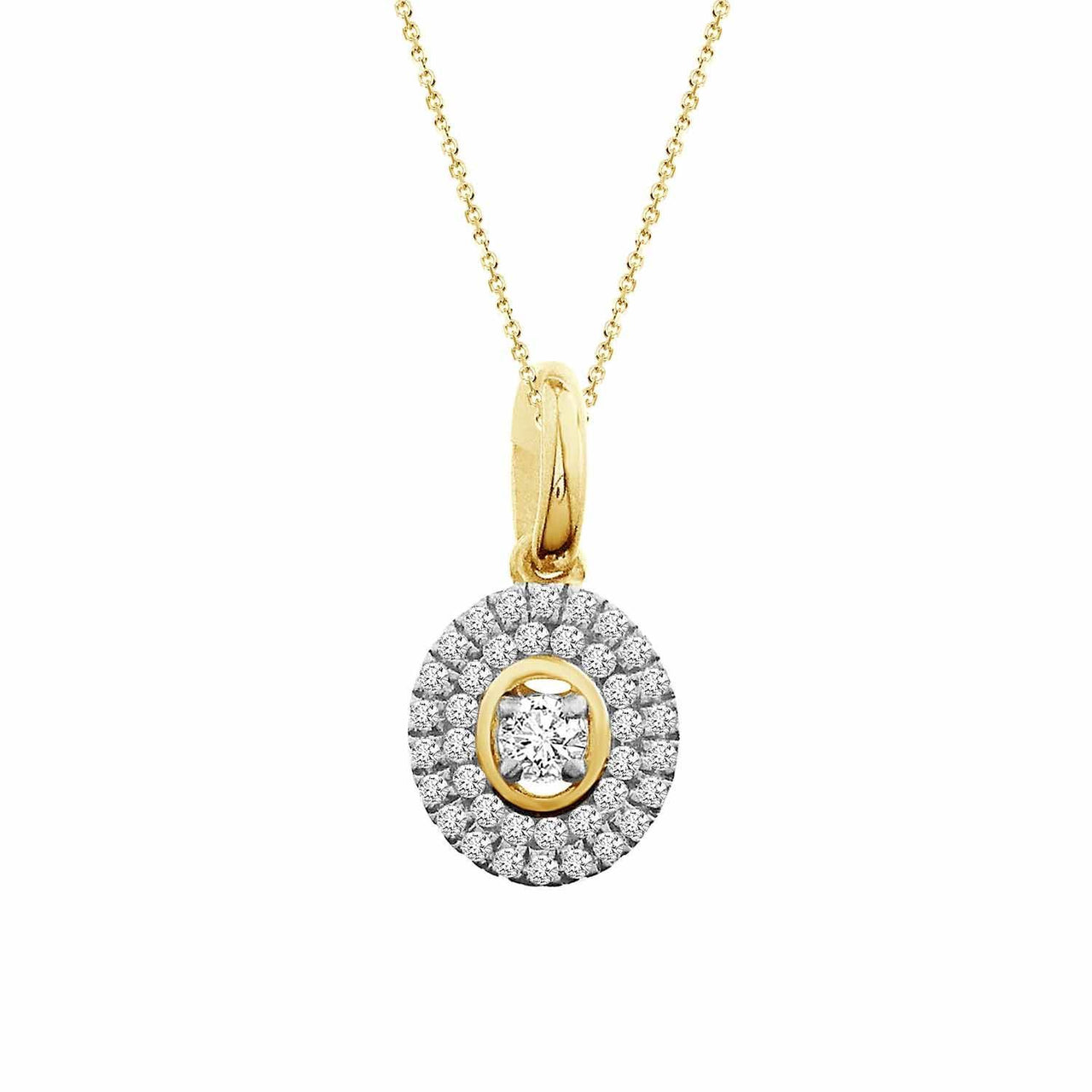 LADIES PENDANT 1/4  CT ROUND DIAMOND 14K YELLOW GOLD