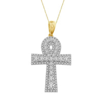 Thumbnail for MEN'S CROSS 1CT ROUND DIAMOND 10K YELLOW GOLD