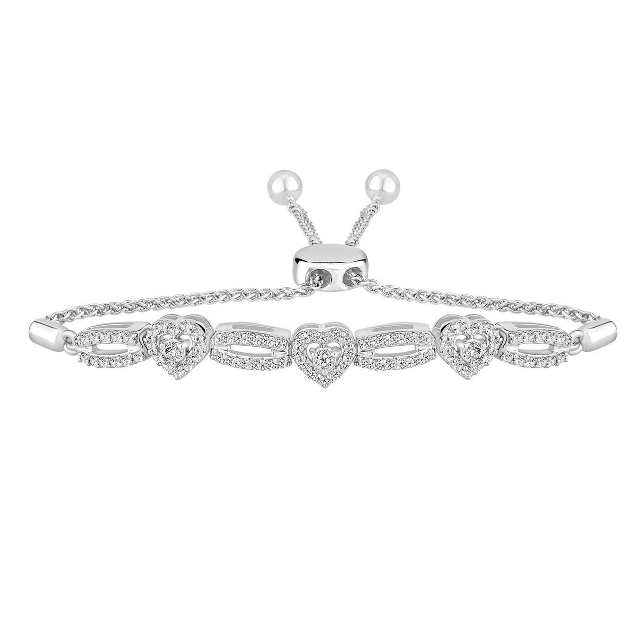 LADIES BRACELET 1/2 CT ROUND DIAMOND SILVER