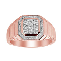 Thumbnail for MEN'S RING 1/2 CT CHOCOLATE/WHITE ROUND DIAMOND 10K ROSE GOLD