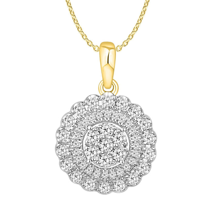 LADIES PENDANT 1/2 CT ROUND DIAMOND 10K YELLOW GOLD