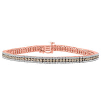 Thumbnail for LADIES BRACELET 3 1/2 CT WHITE/CHOCOLATE ROUND DIAMOND 14K ROSE GOLD