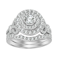 Thumbnail for LADIES BRIDAL RING SET 1 1/2 CT ROUND DIAMOND 14K WHITE GOLD