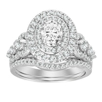 Thumbnail for LADIES BRIDAL RING SET 1 1/2 CT ROUND DIAMOND 14K WHITE GOLD