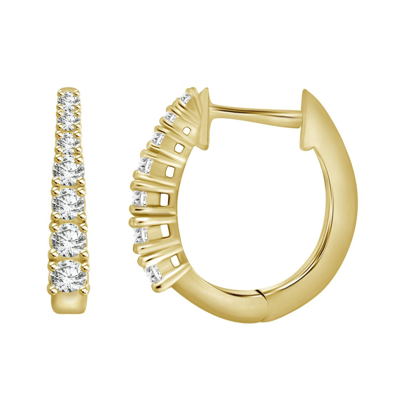 LADIES HOOP 1/2 CT ROUND DIAMOND 10K YELLOW GOLD