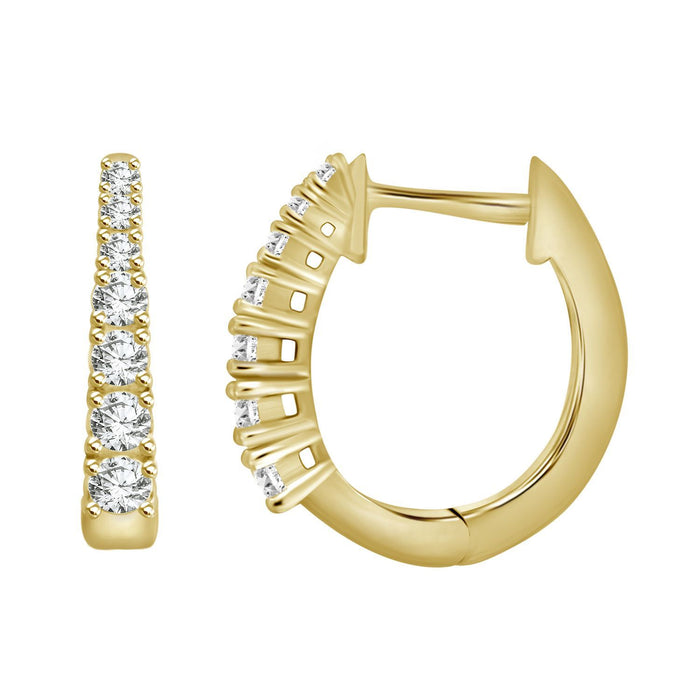 LADIES HOOP 1 CT ROUND DIAMOND 10K YELLOW GOLD