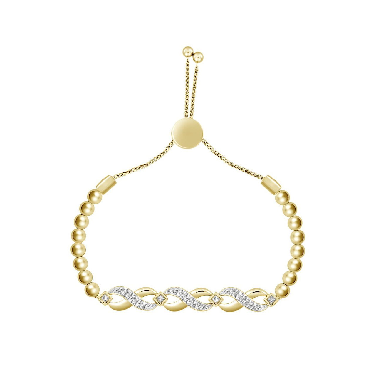 LADIES BRACELET 1/6 CT ROUND DIAMOND SILVER YELLOW PLATED