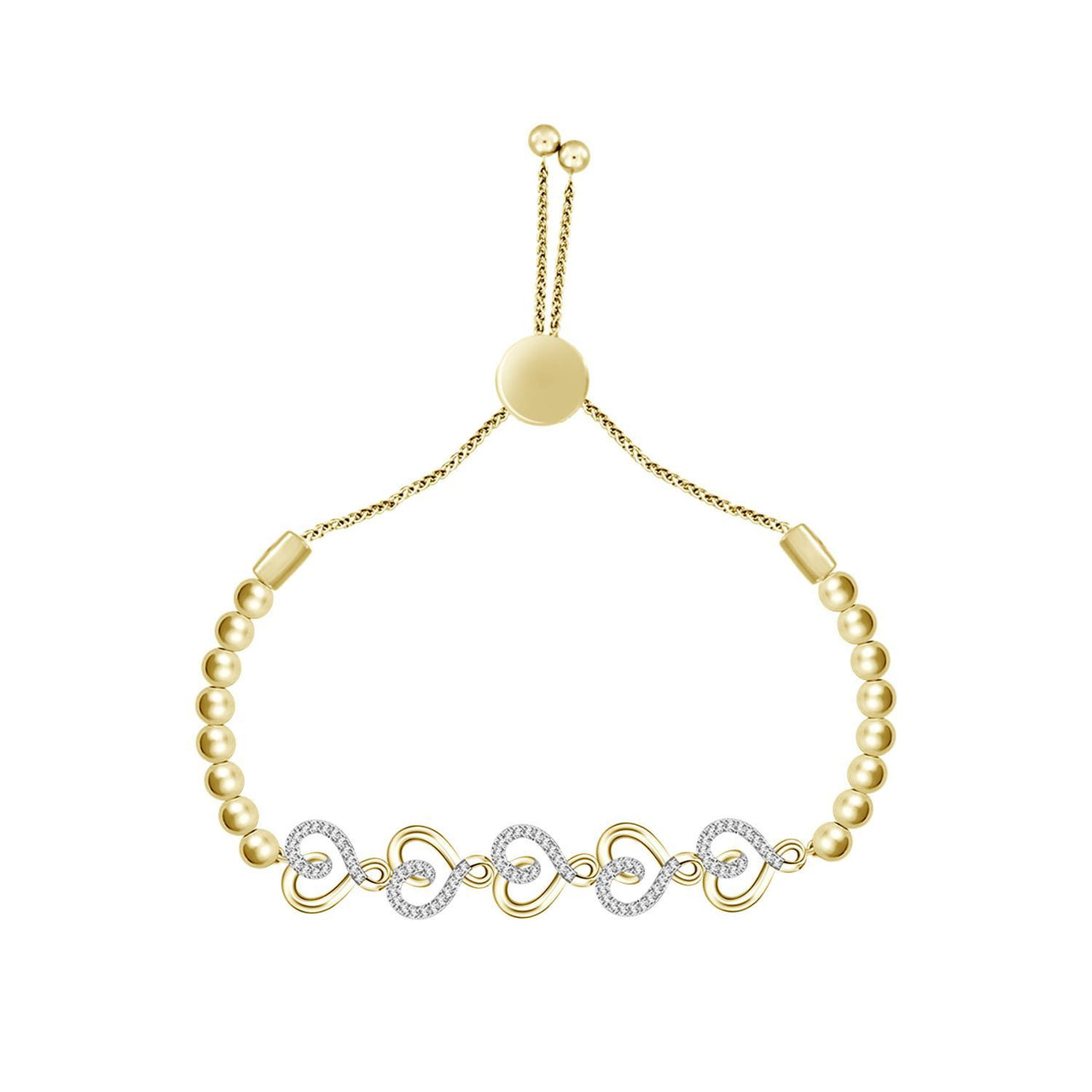 LADIES BRACELET 1/6 CT ROUND DIAMOND SILVER YELLOW PLATED