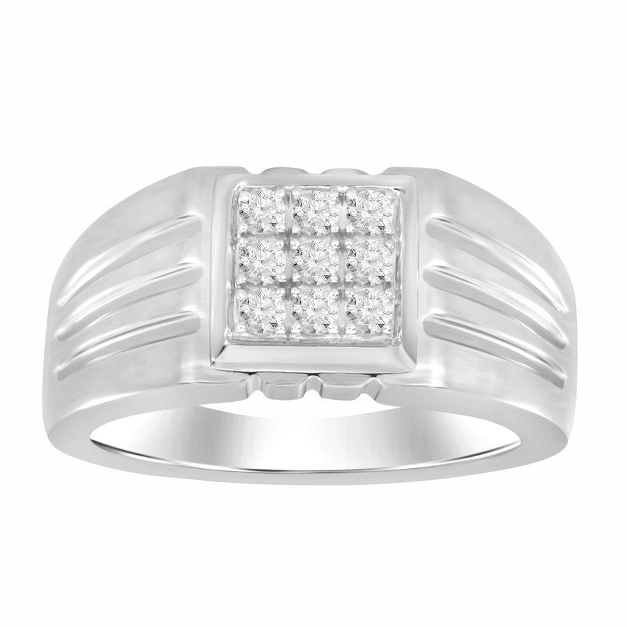 MEN'S RING 1/3 CT ROUND DIAMOND 10K WHITE GOLD