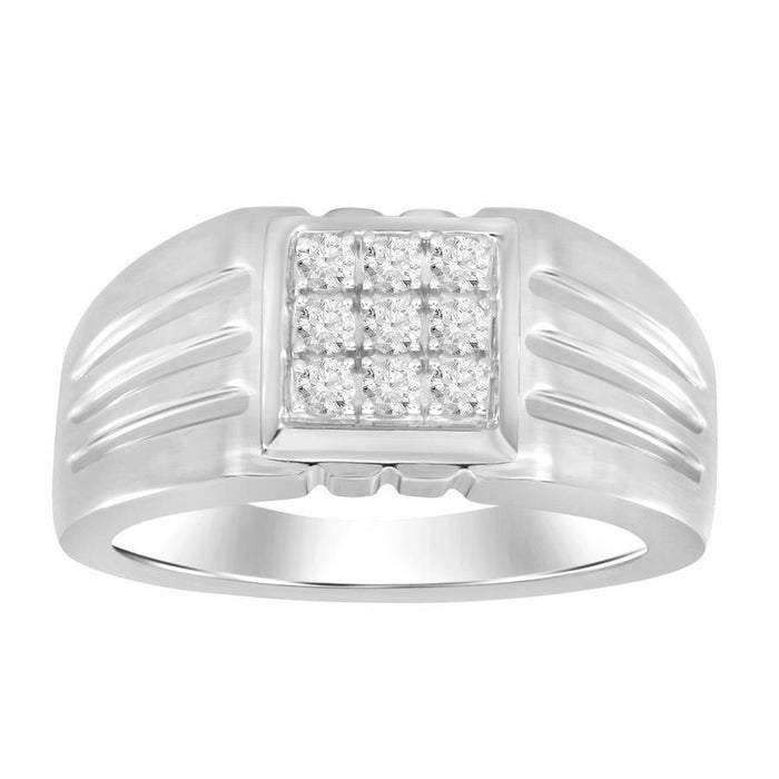 MEN'S RING 1/3 CT ROUND DIAMOND 10K WHITE GOLD