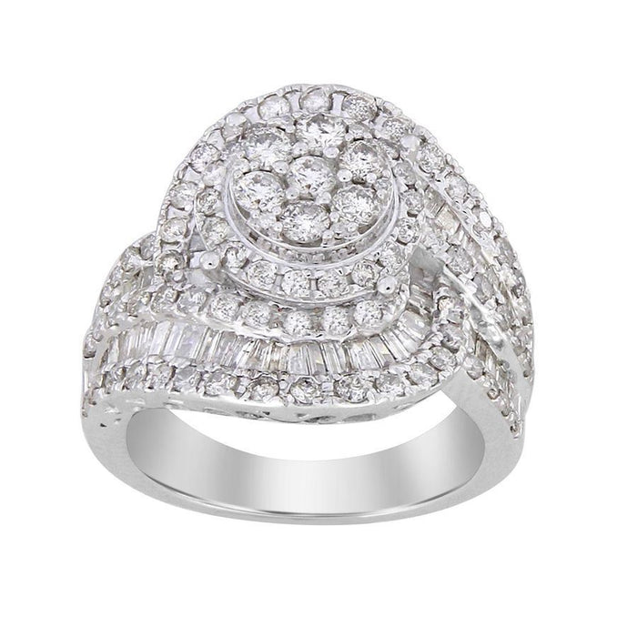 LADIES RING 2 1/6 CT ROUND DIAMOND 10K WHITE GOLD